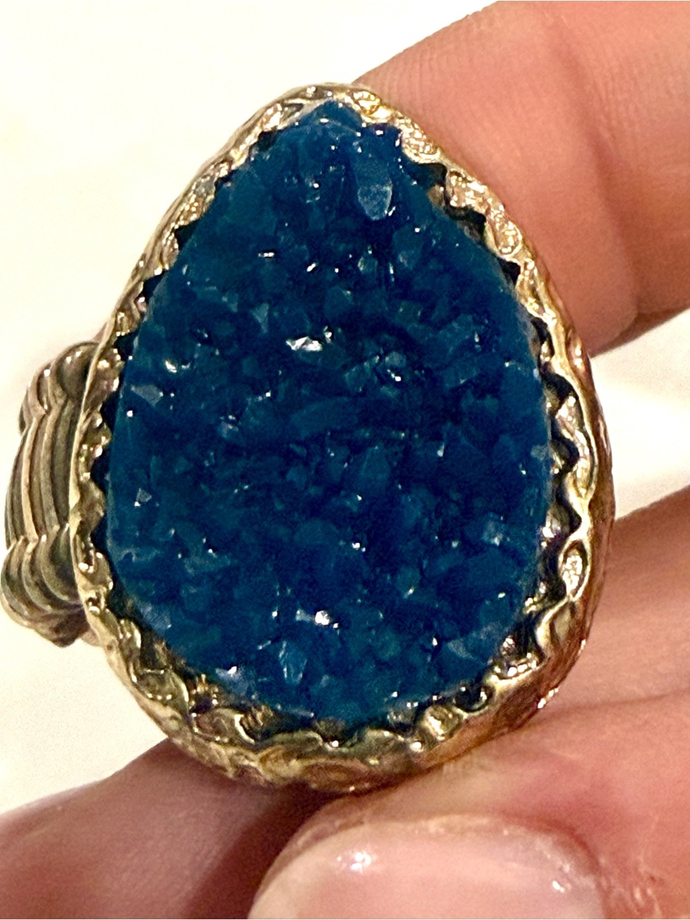 Blue Druzy Teardrop Statement Ring - Women's Jewelry